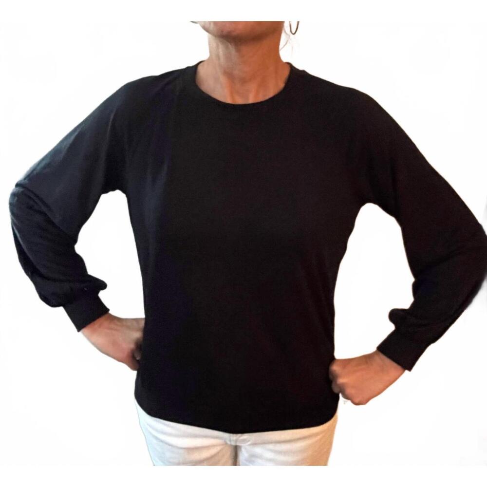 NEW DAVID LERNER bishop sleeve pullover sweater in black